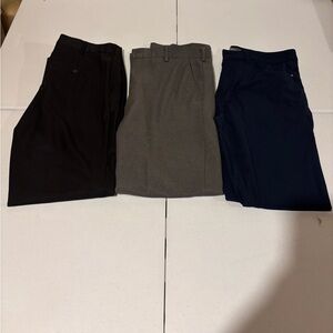 Lot Of 3 Men’s 34x32 Slim Fit Dress Pants Van Heusen Members Mark Black Gray